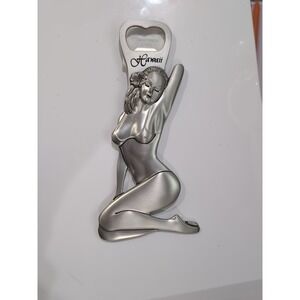 Hawaii Beer Bottle Opener‎ WomanBikini Tropical Flower Pewter Magnet 6" ABC New